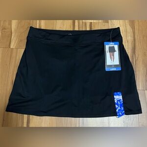 Tranquility Black Athletic Skort Mini Skirt w/ Built-In Shorts Size L NWT